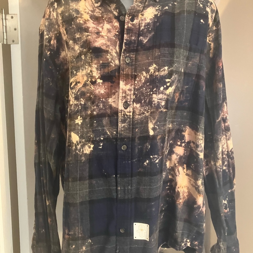 Men's Tie-Dye Plaid Shirt
